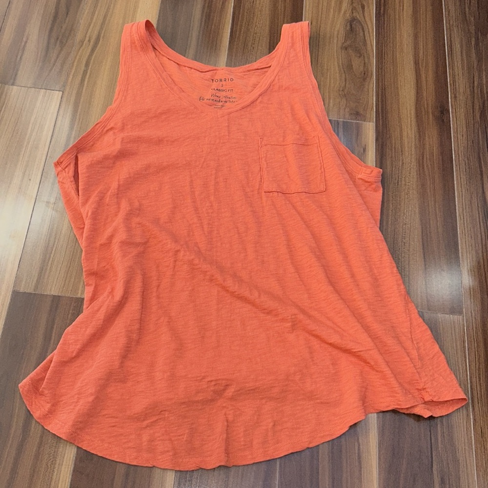 Size 2 / 2X Torrid 100% cotton orange sleeveless tank top with pocket